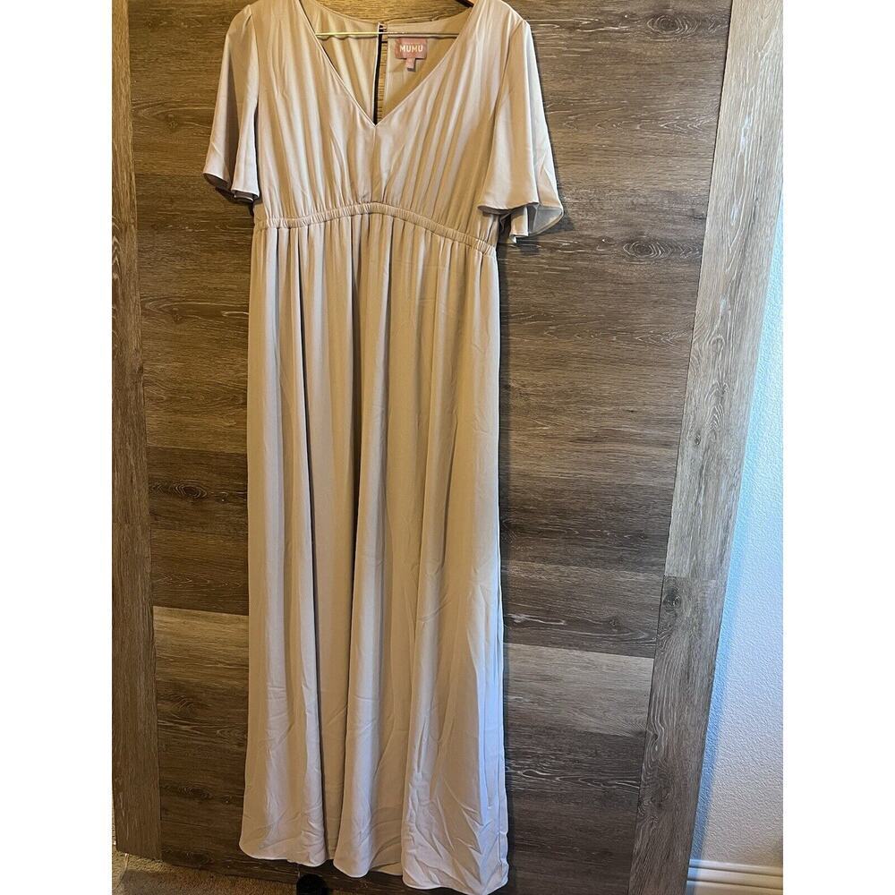Show Me Your Mumu Dress Size XL Blush Ivory Emily Empire Short Flutter Sleeves